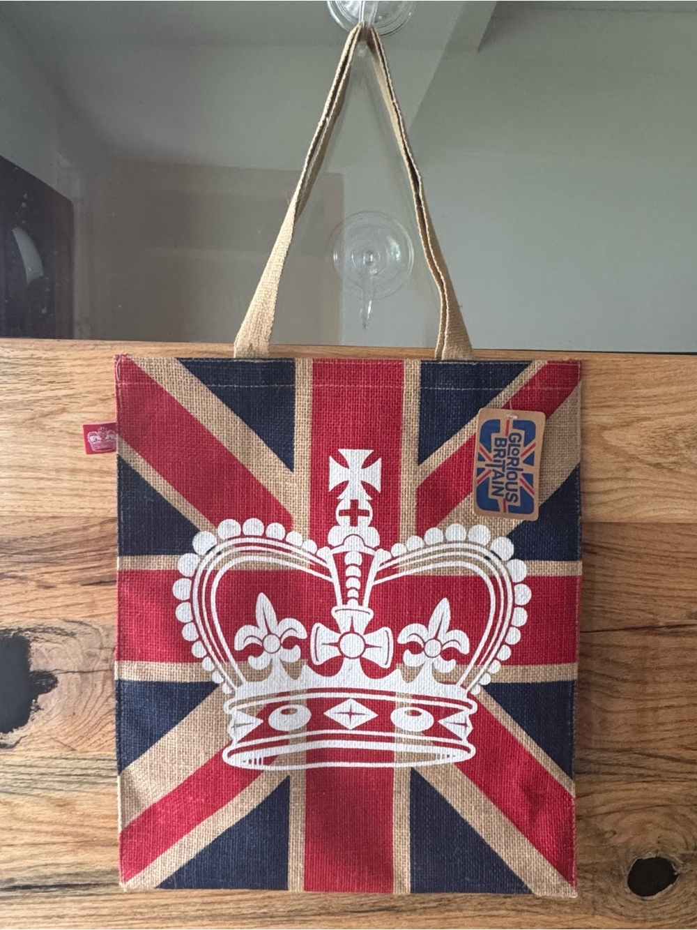 Glorious Britain Union Jack Crown Jute Tote Bag New With Tags